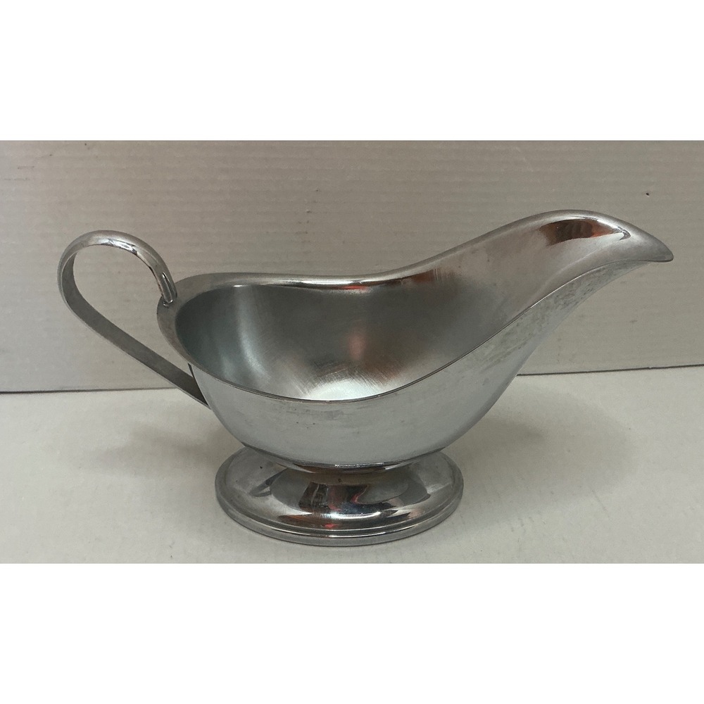 Unbranded Stainless Steel Gravy Boat Pedestal Base Silver Sauce Server 8 Inch